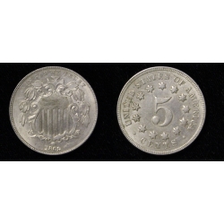 1869/69 Shield Nickel, Choice BU